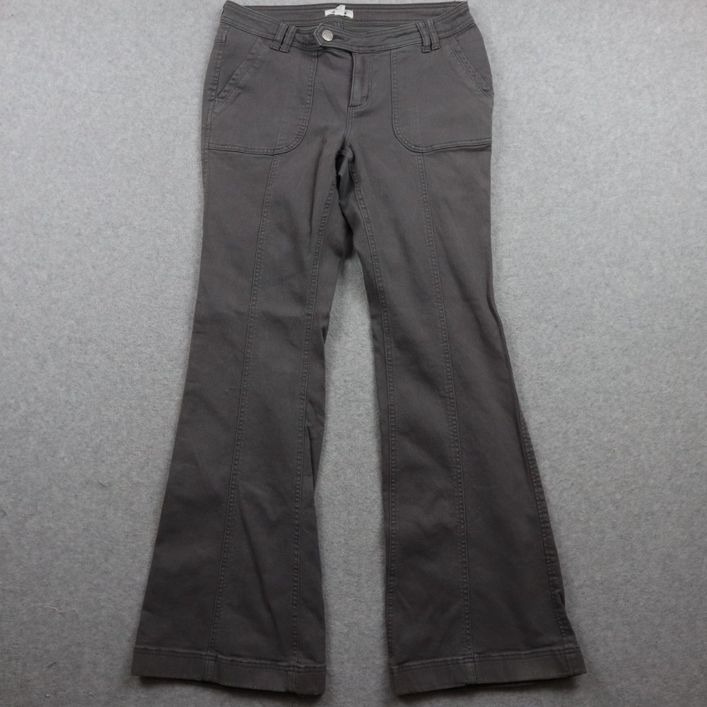 Garage Pants Womens 11 Casual Patch Pockets Flared Leg Stretch Flex Canvas Gray